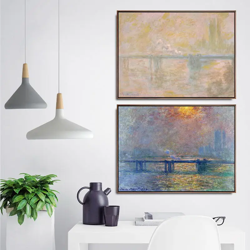

Home Decoration Art Wall Pictures Fro Living Room Poster Print Canvas Paintings French Claude Monet Charing Cross Bridge