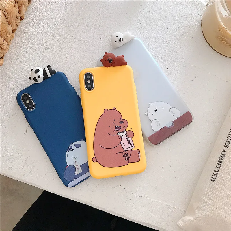 

3D Cute Cartoon We Bare Bears brothers funny toys soft TPU phone case for iphone 6 6s 7 8 plus 10 X XR XS MAX cover cases coque