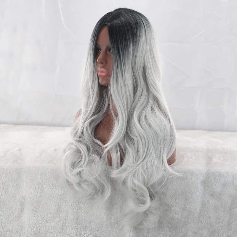 Similler 2" женский черный серый Омбре парик длинные вьющиеся термостойкие синтетические волосы