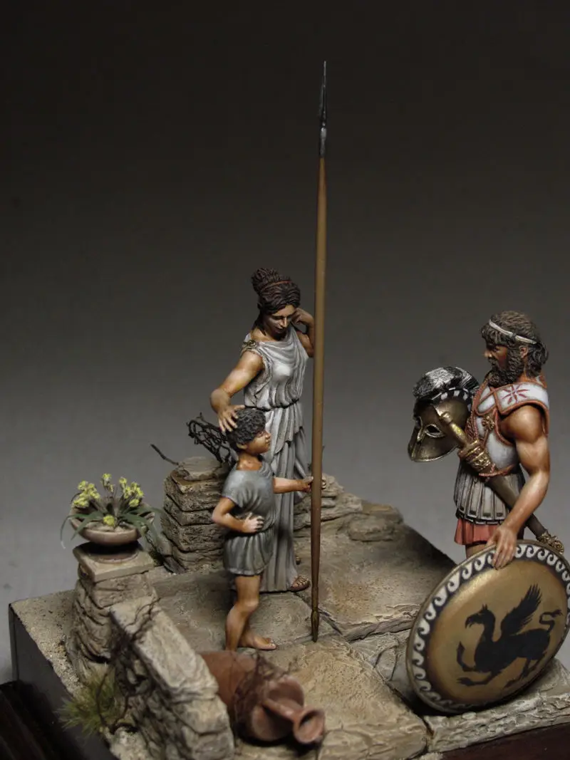 1/32 54 мм сон Спартан (3 фигурки с базой) игрушка модель смолы миниатюрная фигурка из