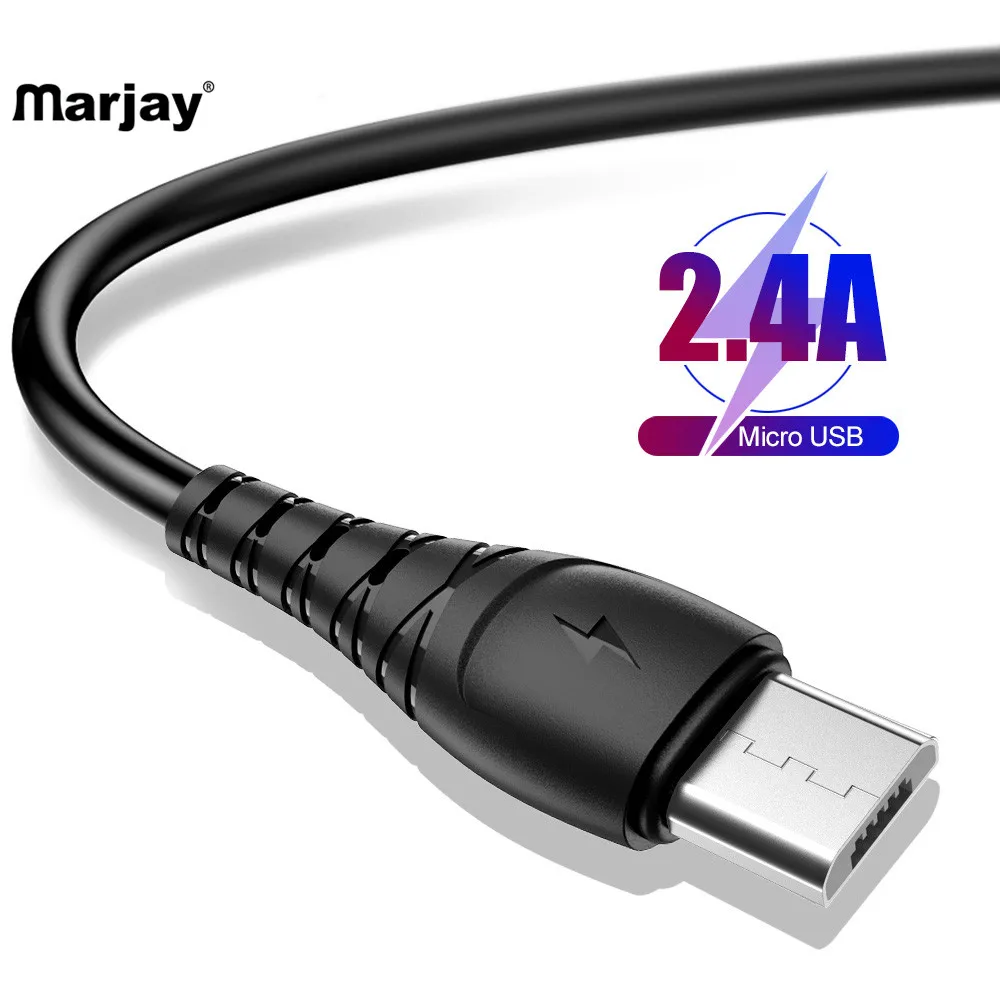 Marjay Micro USB кабель 2.4A провод для быстрого заряда для Xiaomi mi2 Redmi кабели для мобильных телефонов USB зарядное устройство кабель шнур для samsung S7 J6