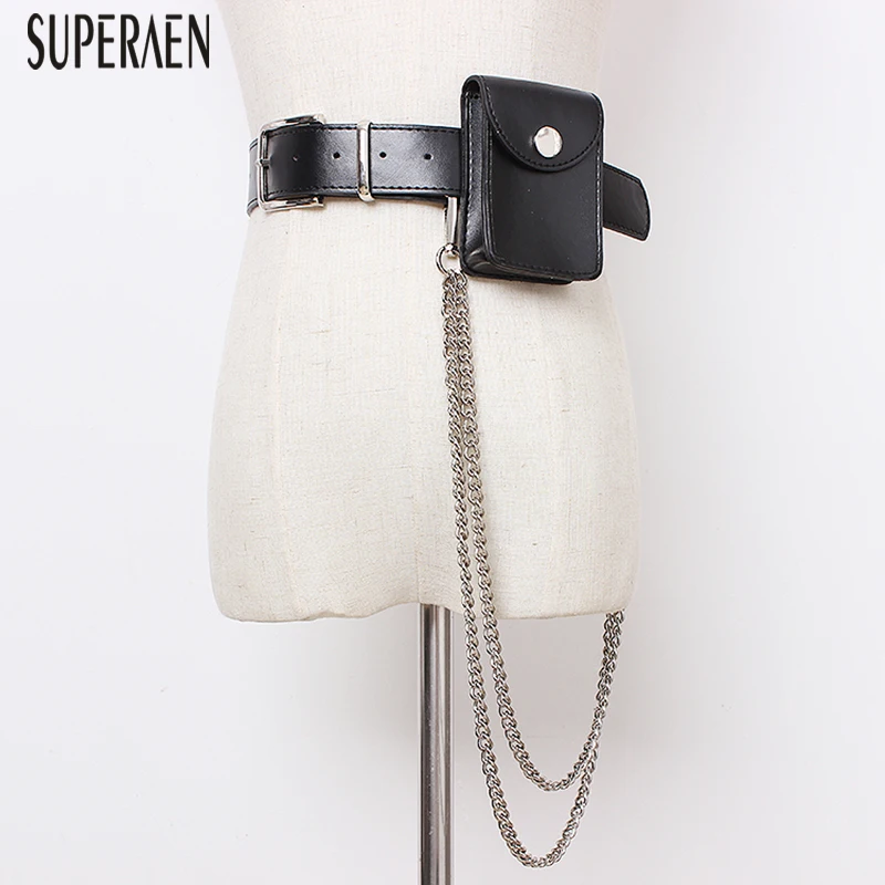 

SuperAen 2019 New Fashion Women Chain Belt Solid Color Wild Casual Ladies Bag Splice Europe Belt Female
