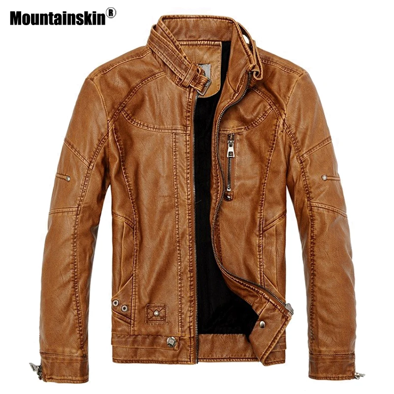 Mountainskin 2018 Winter font b Men s b font Leather font b Jackets b font Casual