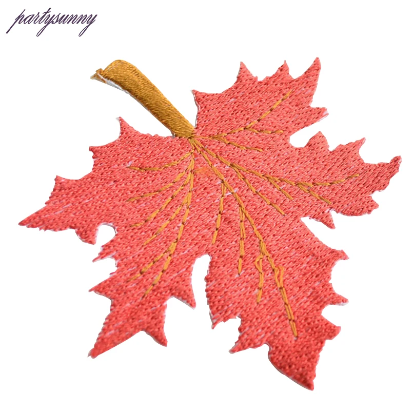 

PF Maple Leaf Embroidered Patches Thermo-stickers for Clothes Stripe Embroidery Patch for Clothing Tops House Applique TB173