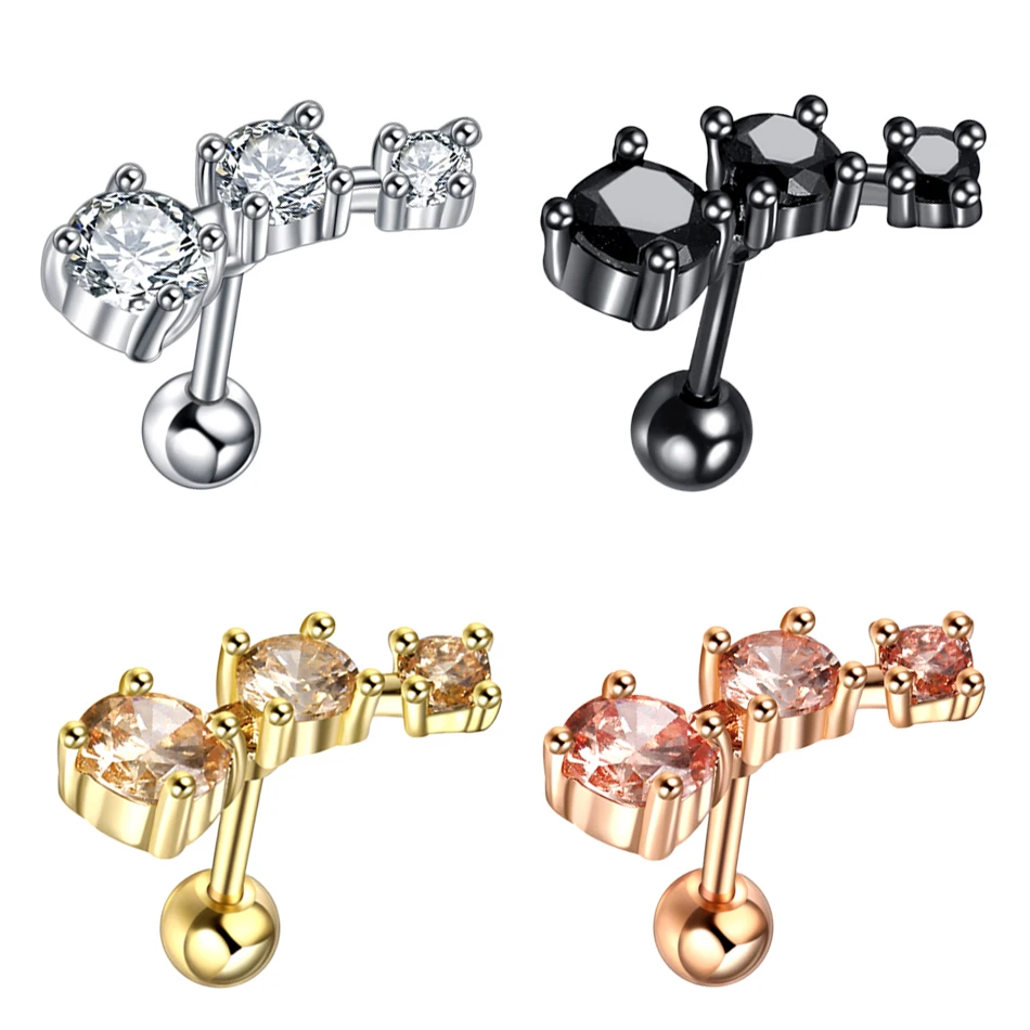 

2018 Fashion Stainless Steel Zircon Ear Piercing Helix Piercing Cartilage Fake Nose Ring Ear Stud Tragus Body Pircing Jewelry