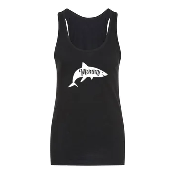 

Womens Mommy Shark Cute Family Fitness Workout Racerback Tank Tops