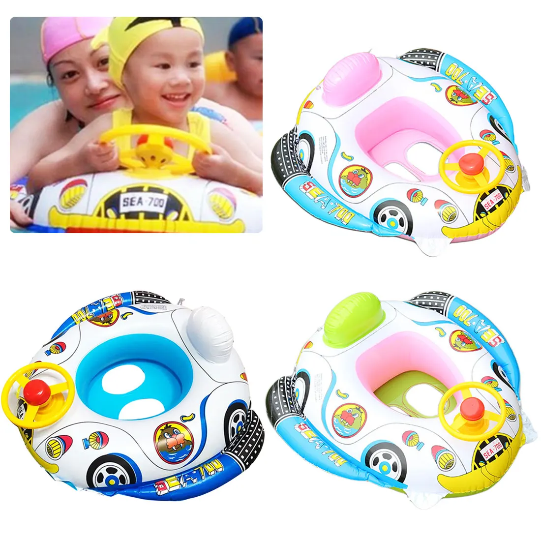 

1Pc Child Swimming Ring Baby Swimming Ring Pool Seat Toddler Float Ring Aid Trainer Float Water For Kids Cartoon Designs