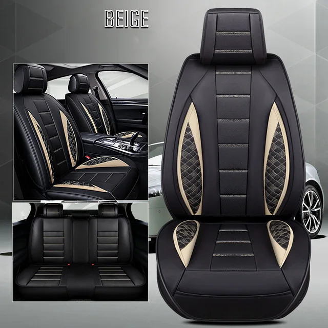 Beige Чехол на автомобильное сиденье кожаный для ssang yong rexton tivolan xlv kyron, acura ilx MDX RDX rlx tlx tsx zdx - Название цвета: Beige