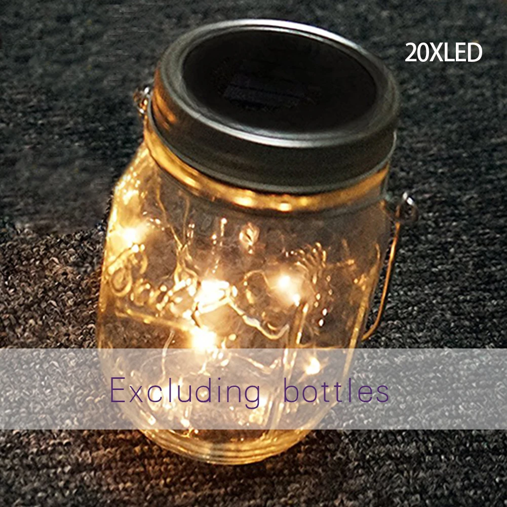 

Elegant 1/2M 10/20 LED String Fairy Light Solar Mason Jar Lid Bottle Cap Lamp