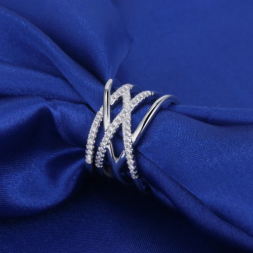 PATICO New Hot Punk Jewelry 925 Sterling Silver Austrian Crystal Weave Stylish Opening Adjustable Size Rings For Woman Girls - Image 4