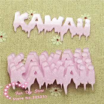 

acrylic shiny planar pink kawaii word Flat back Scrapbooking 10pcs/lot 26*67mm