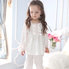 Новинка года, осенняя Пижама принцессы из хлопка, комплект с длинными штанами, белая ночная рубашка, ночная рубашка для девочек, кружевные пижамы