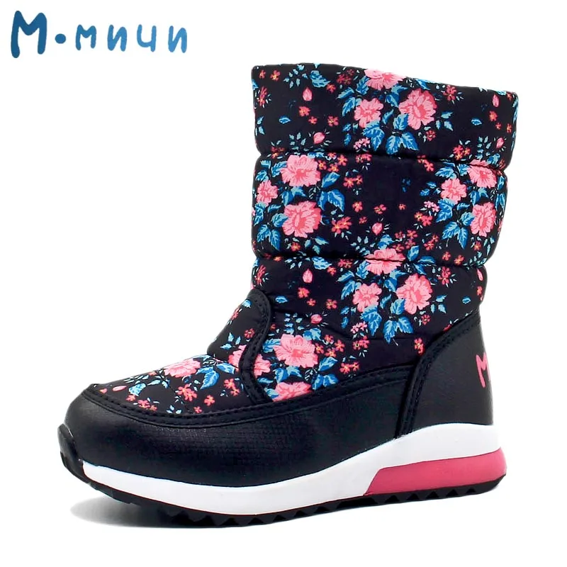 В Москве) Mmnun теплые зимние обувь для девочек зимние сапоги для девочек сапоги девочке зима ботинки для девочек дутики детские обувь детская снегоступы детские зимние сапожки для девочки Размеры 26-31