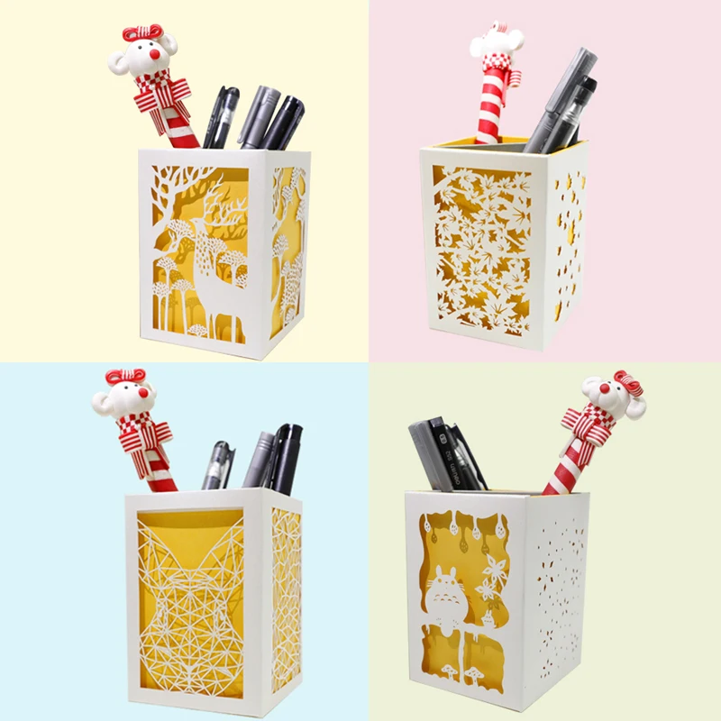 

Paper Pen Holders Stationery On Desktop Office Pencil Box Desk Organizer Makeup Storage Holder Cartoon Book Desk Office School