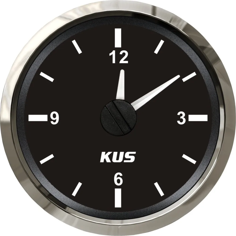 Новые автомобильные часы KUS 12 В/24 В с красным светодиодный подсветкой 52 мм круглые