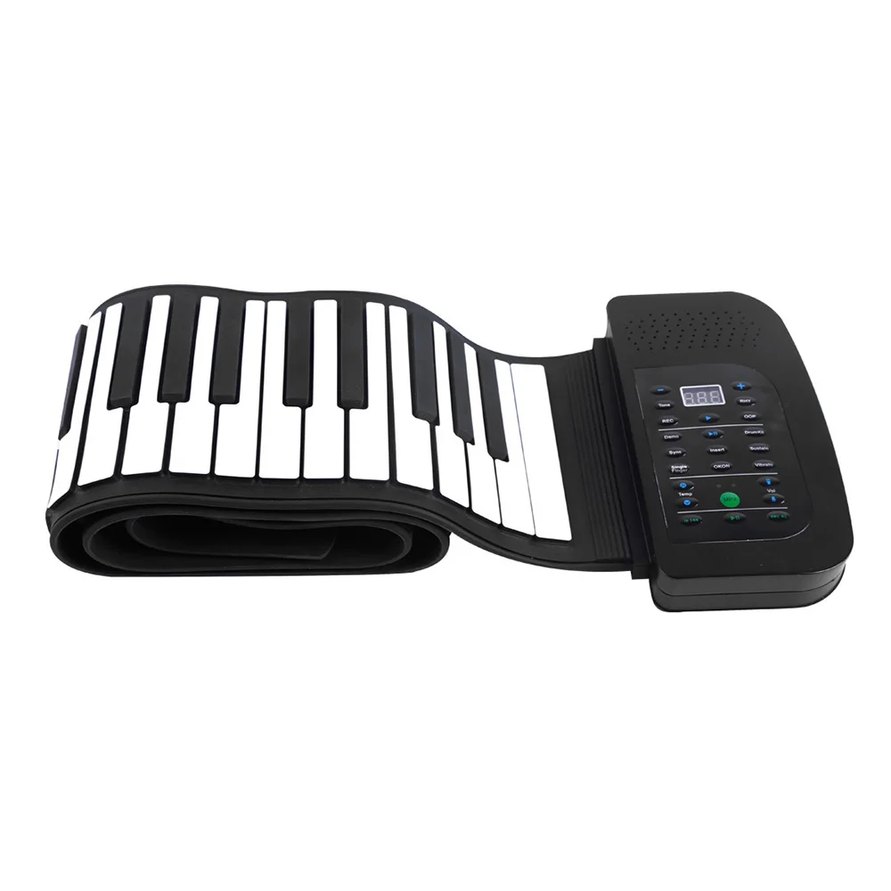 Portable 88 Keys Keyboard Piano Silicone Flexible Roll Up Piano Foldable Keyboard Hand-rolling Piano with Battery Sustain Pedal