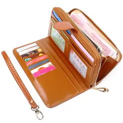 Лидер продаж кошелек бренд Портмоне масло воск кожа для женщин кошелек портмоне бумажник Женский держатель для карт длинные леди клатч