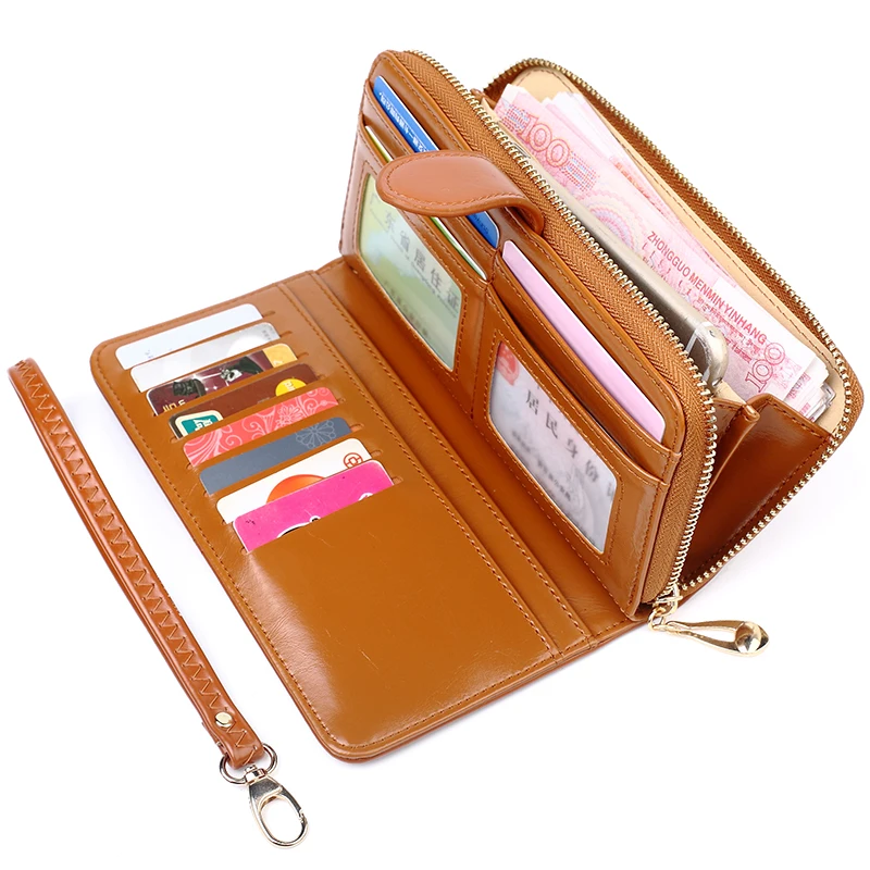 Hot Sale Wallet Brand Coin Purse oil wax Leather Women Wallet Purse Wallet Female Card Holder ...