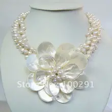 Мода камень праздник свадебные украшения ручной работы пресноводный жемчуг большой цветок ожерелье