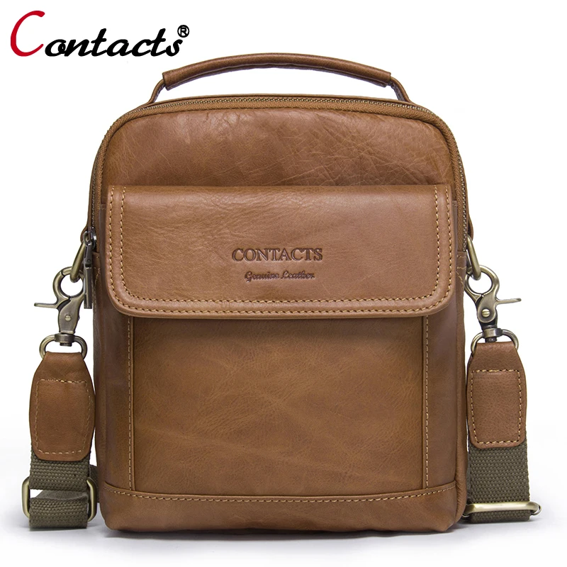 CONTACT'S Men bag Fashion Genuine Leather Men Shoulder Bags handbag High Quality Casual Messenger Bag Business Men's Travel Bags CONTACT'S Men bag Fashion Genuine Leather Men Shoulder Bags handbag High Quality Casual Messenger Bag Business Men's Travel Bags
