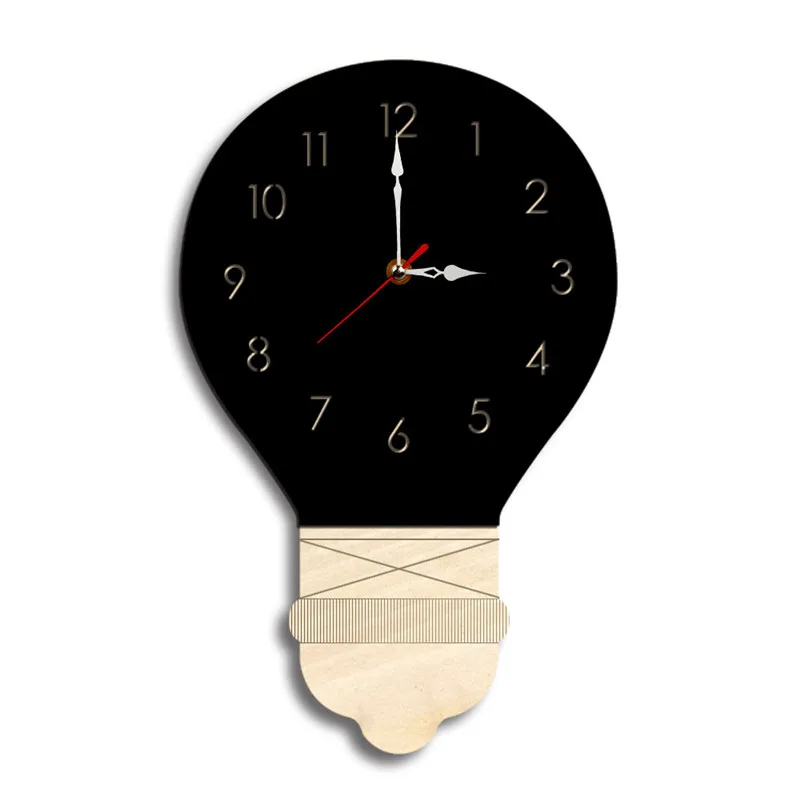 European wall clock children's room mute light bulb creative living room home cartoon acrylic clock wall hangings