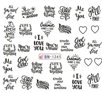 

Nail Art Sticker Water Decals Nails Tattoo Slider Stickers Love English Letter Designs Decoration Manicure Pegatina Foil Wraps