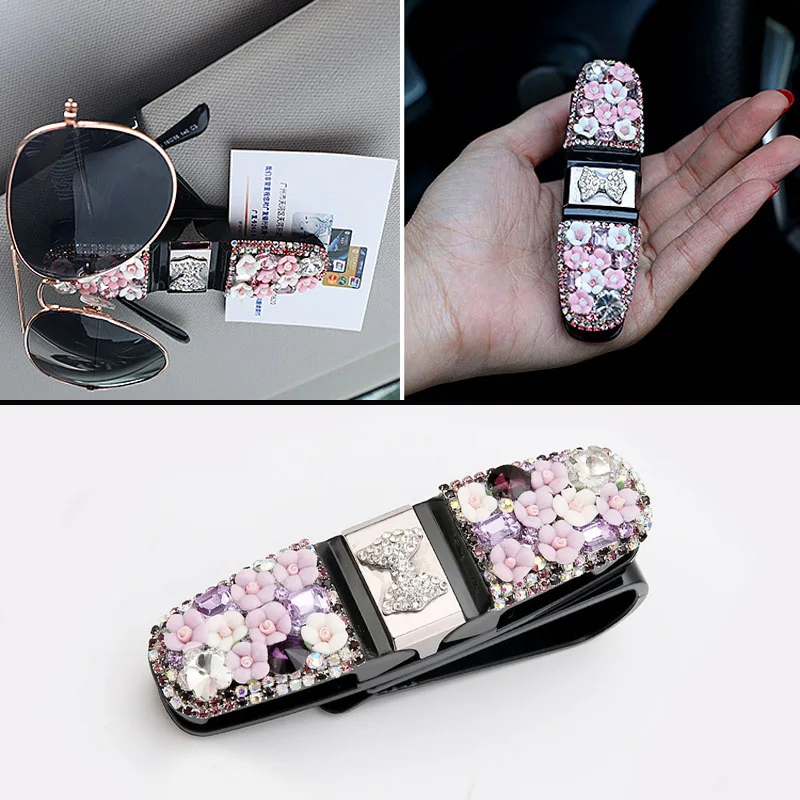 Universal-Diamond-Crystal-Car-Sun-Visor-Glasses-Case-Holder-Auto-Fastener-Clip-Rhinestone-Sunglasses-Eyeglass-Ticket-Card-111