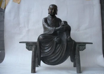 

15"Tibet old Buddhism pure 100% Bronze arhat Buddha on stoo statue