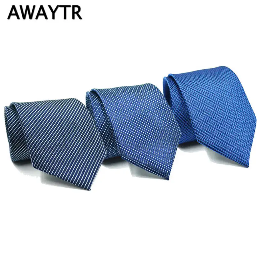 

AWAYTR Necktie Ties For Men Wedding Suit Slim Necktie Classic Navy Blue Color Tie Casual 8cm Tie Business Men