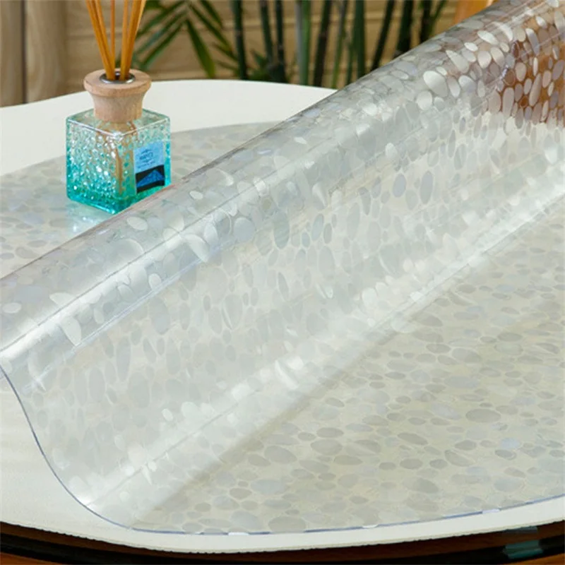 AOOK Crystal plate transparent table mat pvc soft glass oval tablecloth waterproof anti-hot table cloth table mat Thickness 1.5