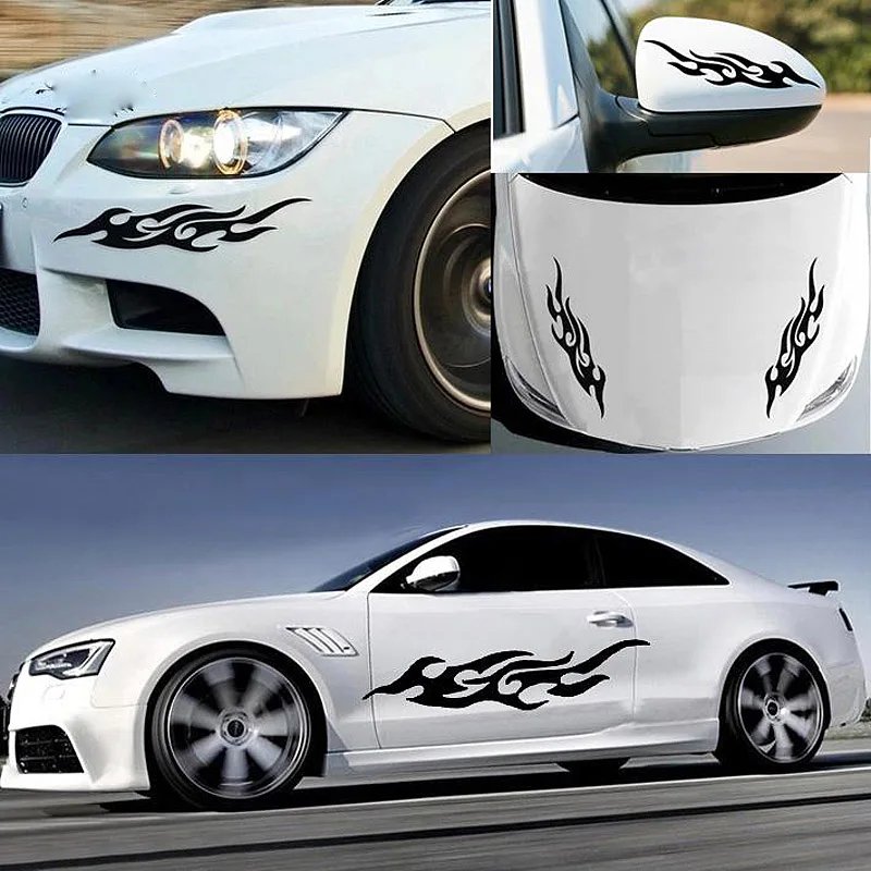 

2x 30cm*6cm Car Styling Flames Totem Decals Stickers For Car Window Helmet Truck Vinyl Art Decor Doors Motorcycle Note Book
