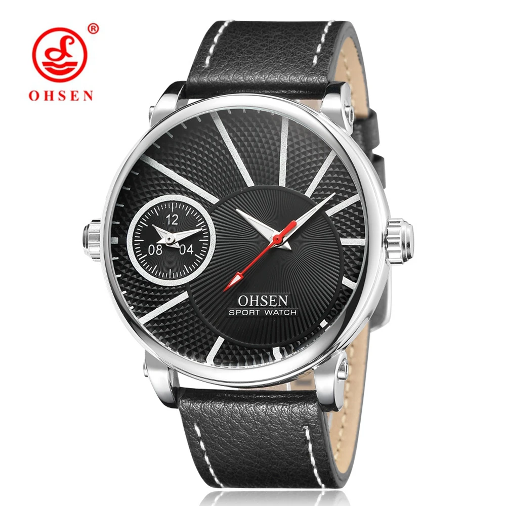 

Hot Sale OHSEN Fashion Brand Male Business Clock Hombre Horloge Quartz Watch Men Man Wristwatches Leather Band Dress Watch Saat
