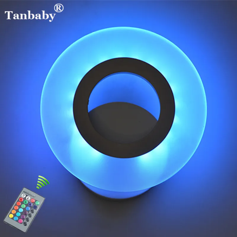 

Tanbaby 10W Round LED Wall Lamp RGB Color Changeable with remote controler White Warm white Wall Sconce Indoor Lighting Lamp