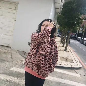 

2018 autumn and winter new imitation fur sweater short paragraph Rex Rabbit Fur coat loose pullover leopard coat