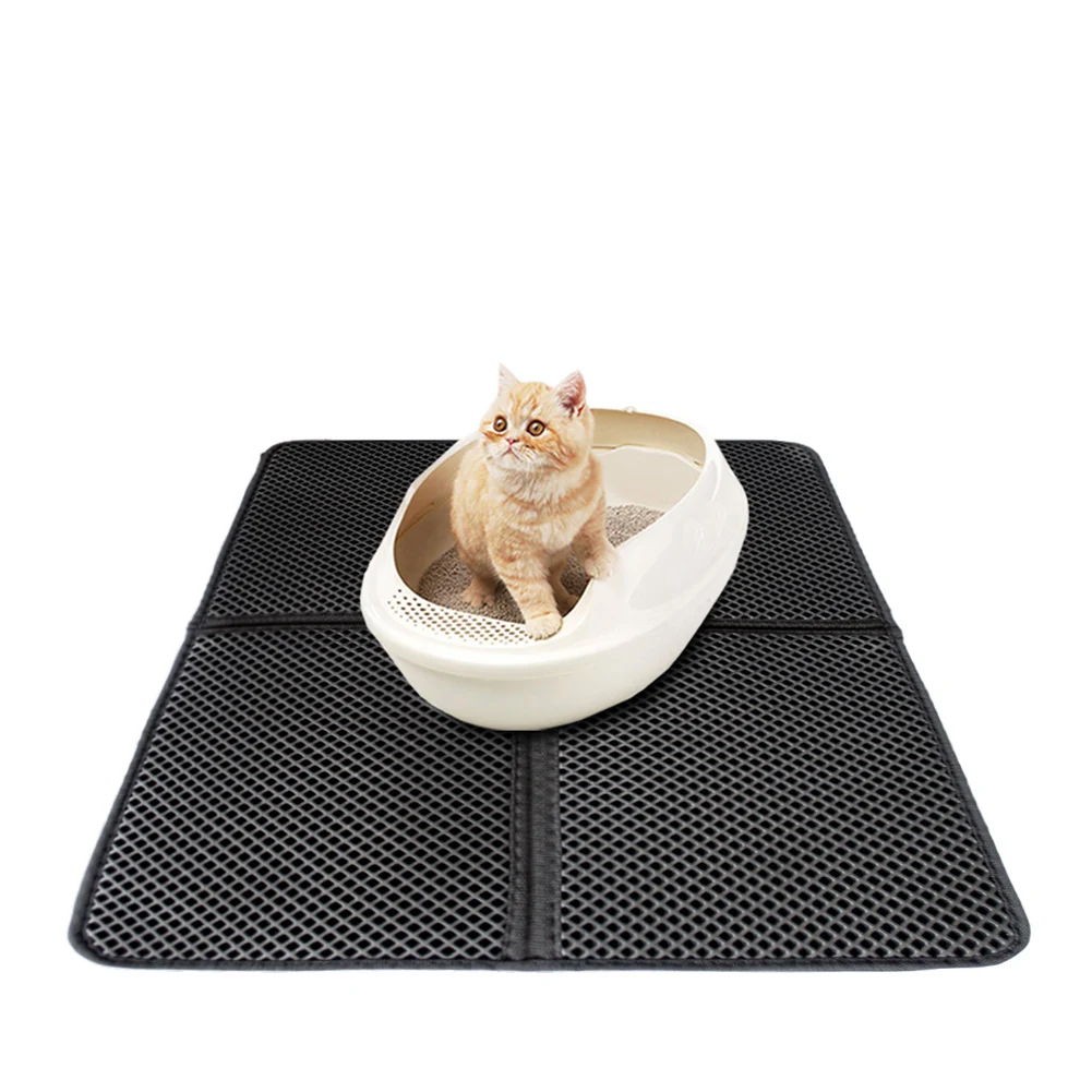 Подстилка для кошки EVA двухслойная Экологичная кошачья подстилка для туалета коврики защита для пола ковер водонепроницаемый нижний слой черный кот Кровать