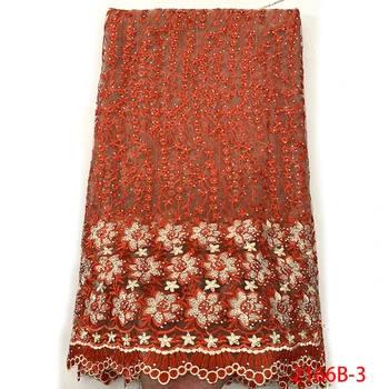 

2019 Latest French Nigerian Lace Fabric High Quality Tulle African Lace Fabric Wedding African French Lace With Beaded GD2166B-3