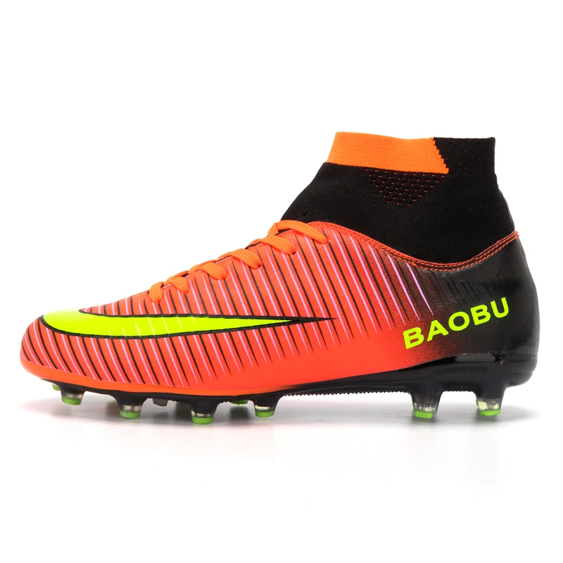 

2019 High Cleats Football Shoes for Men Soccer Original with Socks Professional Football Boot FOOTBALL WITH ANKLE BOOTS