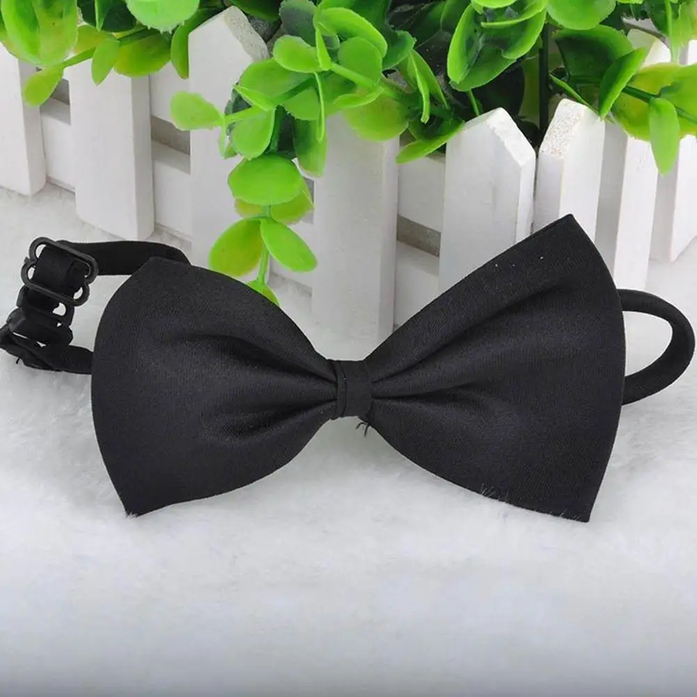 1x Black cute Adjustable Pet bowtie gentleman Dogs solid color
