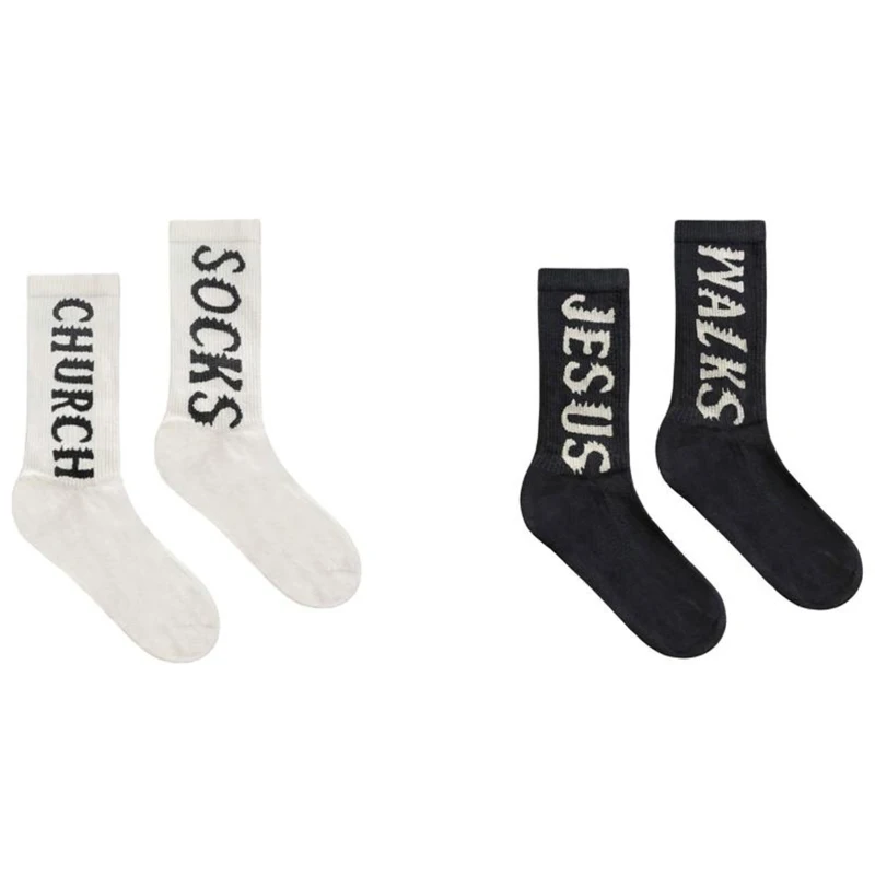 Мужские хлопковые носки Kanye West, 1:1, брендовые Новые повседневные деловые антибактериальные дезодоранты, дышащие мужские длинные носки, S-XXL