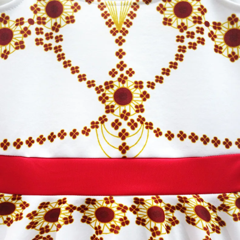 Children's White Print Dress Movie Ballerina Cosplay Costume Kid Baby Girl Sleeveless Dress (12)