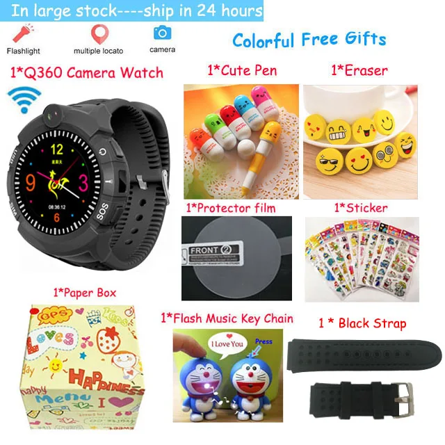 Умные часы Детские Q360 для детей умные детские часы детские gps часы VM50 с камерой gps Wi-Fi расположение Детские умные часы pk Q528 - Цвет: Black package3