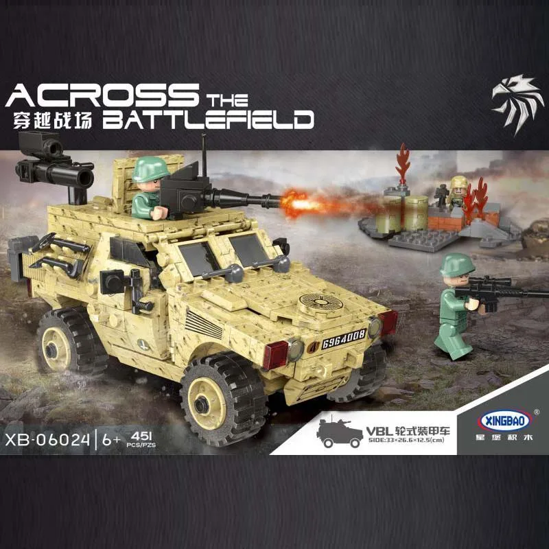 

XINGBAO 06024 451PCS Military Series The Wheeled Armored Vehicle Set Building Blocks Bricks Car Model Kid Toys Christmas Gifts
