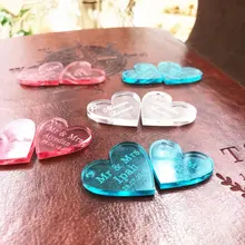 100pcsPersonalized mr mrs Love хрустальное сердце Свадебные сувениры украшение стола центральные элементы, сувениры и подарки заказное хрустальное сердце