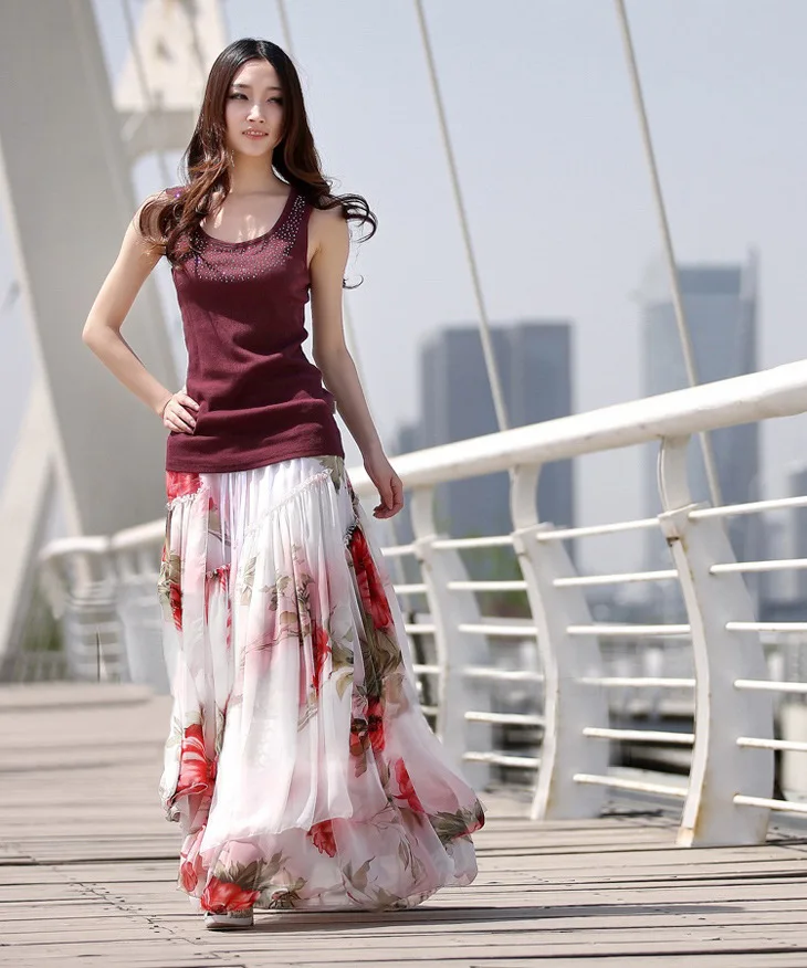 Long floral skirt how to wear Long floral skirt how to wear