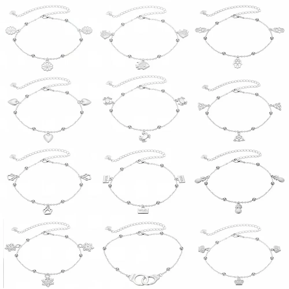 

QIAMNI Sexy Fish Handcuffs Bells Crab Wish Flower Crown Heart Dog Anklet Leg Chain for Women Summer Beach Jewelry Birthday Gift