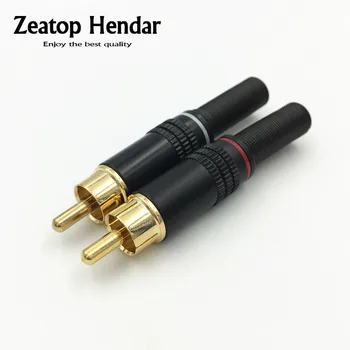 

40Pcs Copper RCA Plug Audio Male Connector with Metal Spring Soldering Connector Red and White