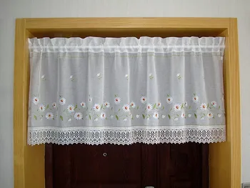 

Embroidery curtain cabinet coffee half window water soluble lace gauze curtain short