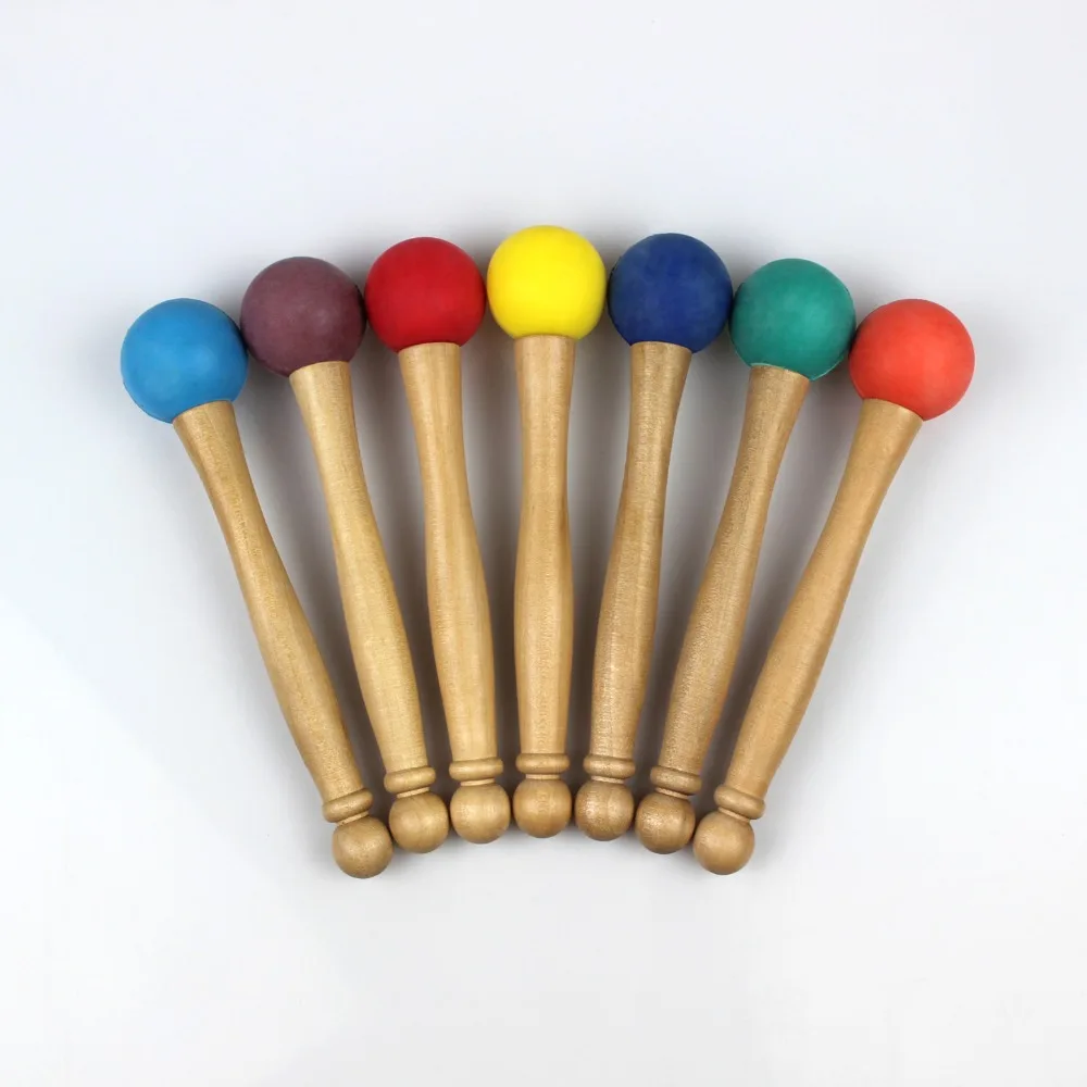 

7 color chakras crystal singing bowl rubber mallet