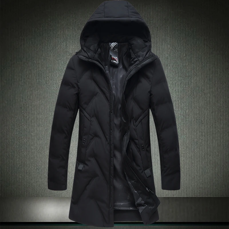 

Very Good Quality 2019 Winter New Men's Long Hooded Jacket Argyle Plaid Design Parkas Zipper Down Cotton Coat 4XL 5XL 6XL 8823