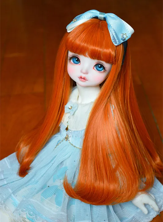 Парик для куклы BJD подходит для 1/3 1/4 1/6 1/8 MSD DD цветная воздушная челка внутри пряжки большая груша цветок Высокая температура шелковая кукла доступ - Цвет: orange